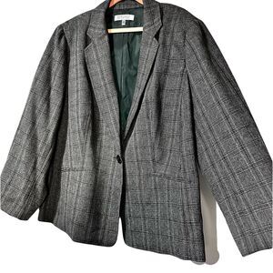 Kasper Blazer Women’s Size 20W Single Button Jacket Glen Plaid NWT